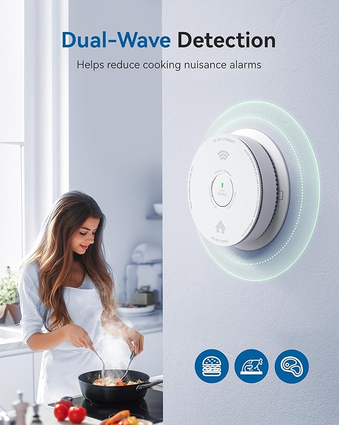 SITERWELL Smoke Detector Carbon Monoxide Detector Combo 10 Year Battery, Meets UL217-9th Standards, Reduced Nuisance Alarms, Smoke and Carbon Monoxide Detector with Bilingual Voice Alerts, 2 Pack