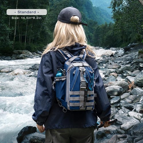 Ghosthorn Fishing Backpack Tackle Sling Bag-Backpack with Rod Holder- Lightweight Tackle Box Fly Fishing Gifts for Men Women (D.Blue)