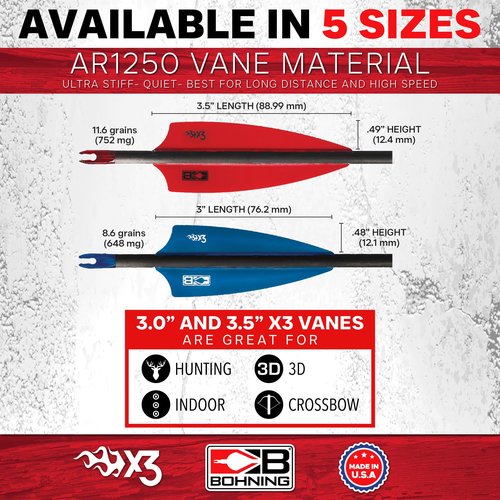 Bohning X3 Vane, 3.5", White, 36pk