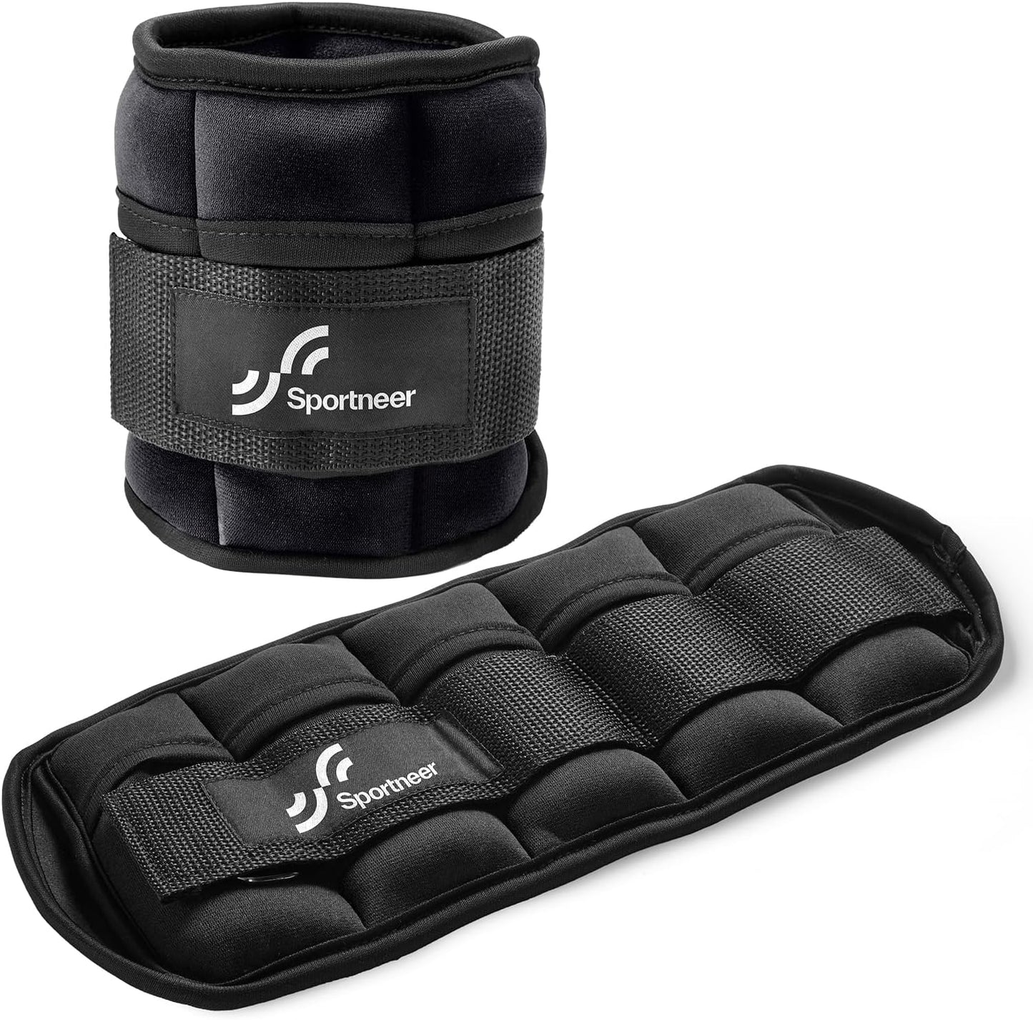 Sportneer Adjustable Ankle Weights for Women and Men 7 lbs/Pair Adjustable Leg Weights with Secure Straps, Strength Training Weighted for Yoga, Walking, Running, Aerobics, Gym, Physical Therapy