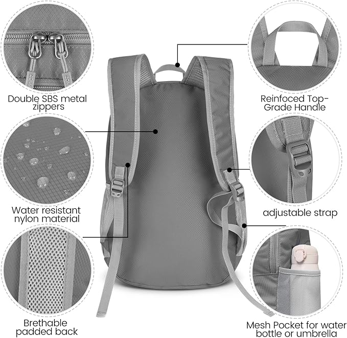 ZOMAKE Lightweight Packable Backpack 28L, Foldable Backpacks Water Resistant Collapsible Day Bag Light Daypack for Hiking