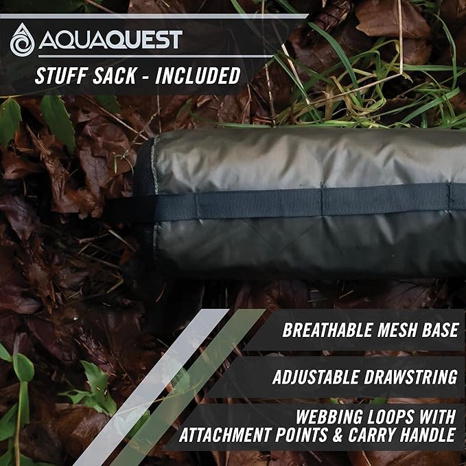 AquaQuest Safari Camping Tarp - Lightweight Durable Rain Fly - Waterproof Camping Essentials for Hiking, Backpacking & Hammock, 10 x 7 ft, Olive Drab