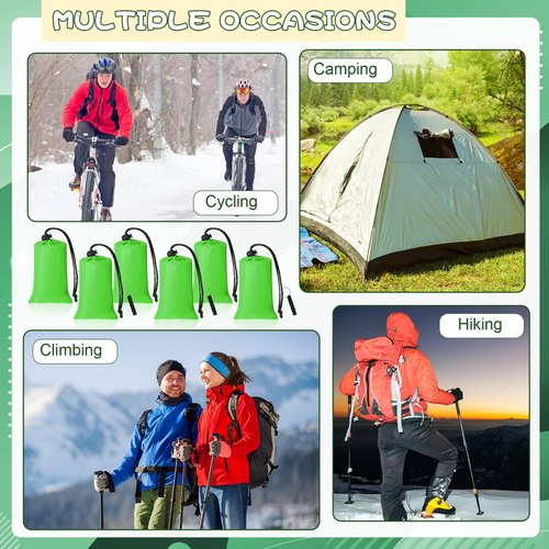 Qunclay 6 Set Emergency Sleeping Bag Portable Bivy Sack with Whistles Thermal Waterproof Survival Bag Foldable Lightweight Emergency Supplies for Outdoor Travel Camping Hiking(Green)
