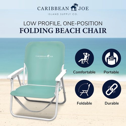 Caribbean Joe Folding Beach Chair, 1 Position Lightweight and Portable Foldable Outdoor Camping Chair, Red, White and Blue Stripe