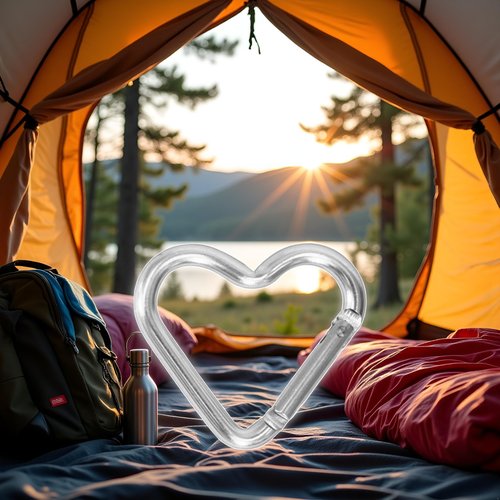 Cute Heart Shaped Carabiner Clip Aluminum Alloy Keychain, Small Carabiner Clip, Spring Snap Key Chain Clips Camping Backpack Clips Heavy Duty Carabiner Lightweight Aluminum Alloy Keychain (Silver)