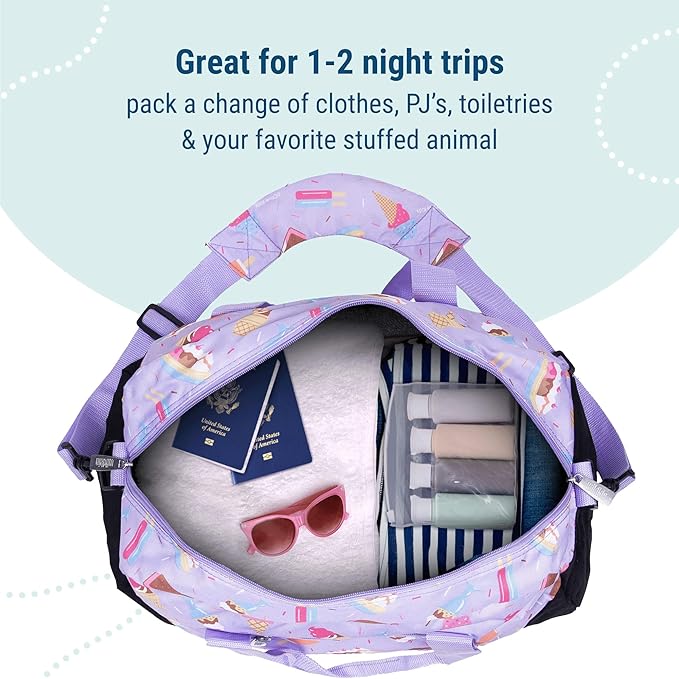 Wildkin Kids Overnighter Duffel Bag – Carry-On Size, Ideal for School & Sleepovers – Sweet Dreams
