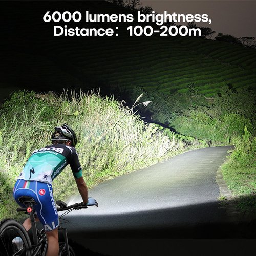 Roagoway Bike Lights for Night Riding, 6000 Lumens Bicycle Lights Front and Rear, IPX6 Waterproof, and All-Aluminum Construction. Suitable for Mountain, Country Roads, and City Riding