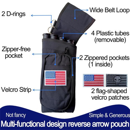 CCFREELIFE Hip Quivers For Archery, 4 Arrow Tubes, Each for Arrows up to 27in, Nylon Archery Quiver Hip For Left Or Right-Handed Archers, Great For Youth & Adults, Idea For Archery Shooter (black)