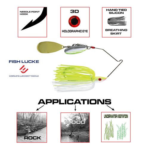 Luck E Strike Hydra-Vibe 3/4 Ounce Spinnerbait with High Vibration Custom Blades for High Frequency Pulse
