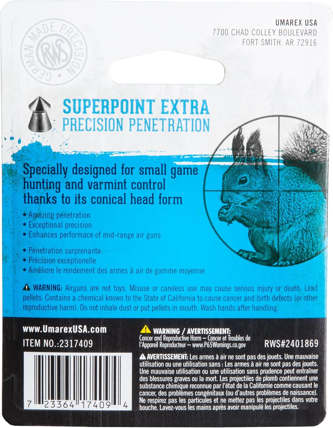 Umarex RWS Superpoint Extra Field Line Pellet Gun Pellets, 22 Caliber, 14.5 Grains, 200 Count