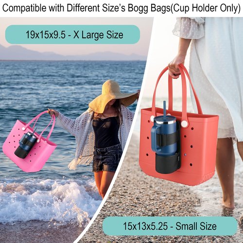 Beautyflier Cup Holder for Stanley, 40 oz Water Bottle Accessories Compatible with Bogg Bag and Simple Modern Beach Tote, Large Drink Holder with Adjustable Cup Holder, Great for Travel
