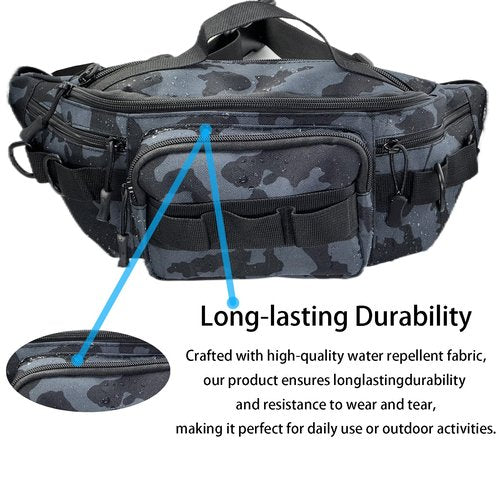 Chardime Fishing Fanny Pack-Fishing fanny pack for men-Easy to use and adjust Plenty of space for fishing waist pack(Yellow camouflage)