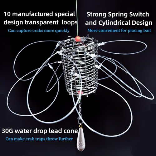 SIWRDTG Crab Trap, Stainless Steel Cylindrical Crab Snare for Dungeness, Rock and Blue Crab