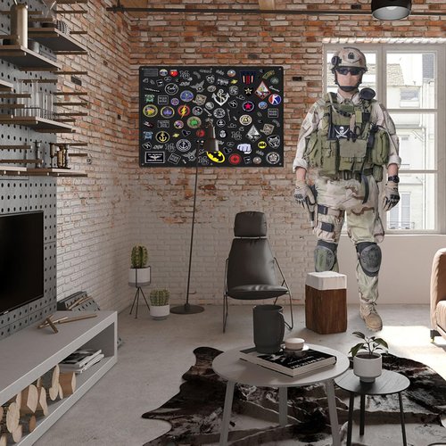 ifory Patch Board with Stainless Steel Loop, Large (43.3 x 27.5 inches) Military Patches Display Board with Frame, Tactical Patch Wall, Black, No Patches Included