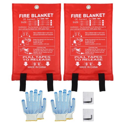 Vnmkp Home Emergency Fire Blankets 40“ x 40” Fiberglass Fire Blankets Essential Emergency Fire Blankets for Home and Kitchen 2 Packs