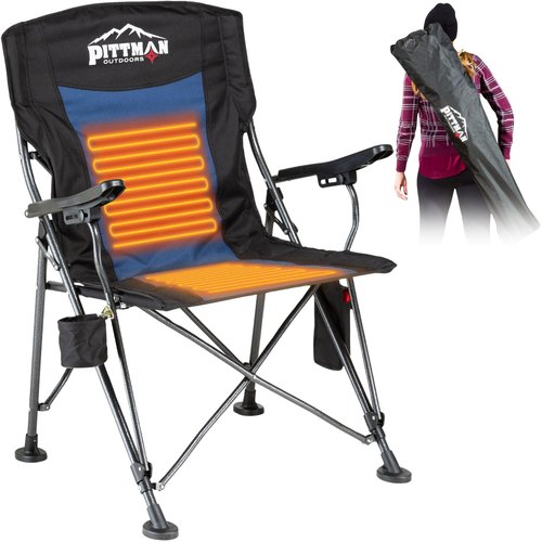 Pittman - Heated Camping Chair for Adults - The Perfect Heated Chairs for Outdoor Sports or Elevating Your Campsite. Heated Folding Chair Keeps You Warm on Cool Nights - Batteries Not Included