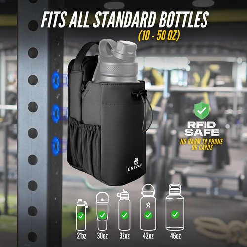 ENIVAN Magnetic Gym Bag for Men and Women – Water Bottle Holder, Magnetic Attachment, Phone & Key Pocket, Crossbody Pouch – Compact Workout Bag for Travel, Sports, Work, Fitness