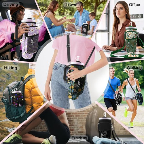 LAOTANGJIA Stanley Cup Bag with Strap Water Bottle Holde 40oz Tumbler Carrier with Strapand 2 Stanley Cup Bag with Strap Stanley Cup Accessories for Hiking Travelling Camping Sun Moon and the Stars