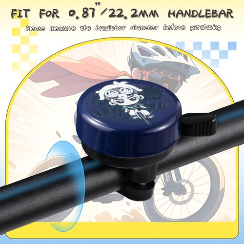 ROCKBROS Bike Bell for Kids Bicycle Bell for Boys Toddlers Fit for 0.87in/22.2mm Bicycle Handlebars Luoluo Blue