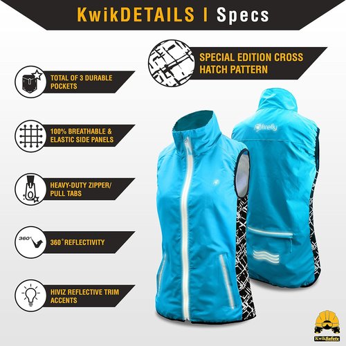 KwikSafety - Charlotte, NC - FIREFLY Women's Athletic Safety Vest | High Visibility Running Cycling Sleeveless Jacket