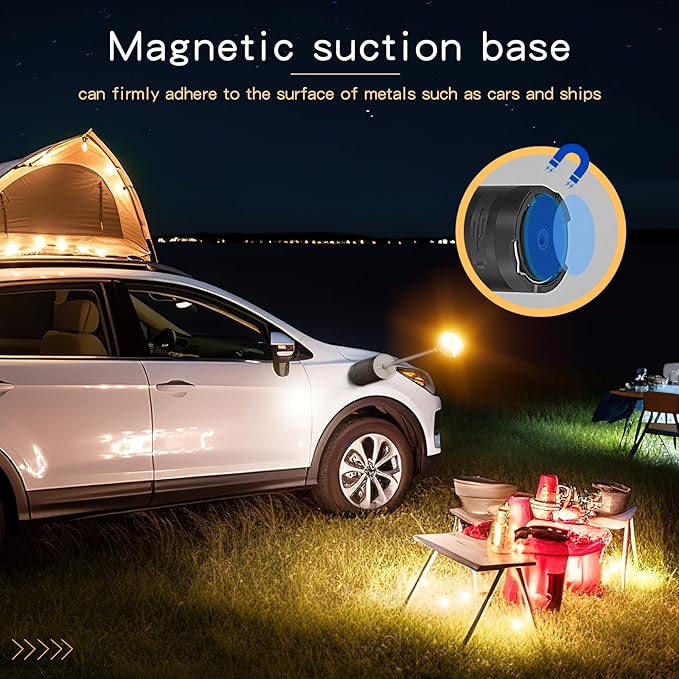 Camping Lights Rechargeable, Detachable Camping Lantern with Stand, Telescopic Waterproof Camping Lamp, Magnetic Work Hanging Light, LED Tent Flashlights for Emergency, Power Outages (Black)