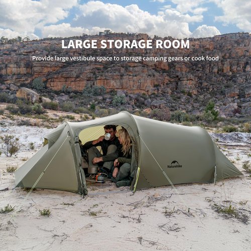Naturehike Opalus Tunnel Tent with Vestibule, Waterproof 2-3 Person Backpacking Tent, Double Layer Tents for Camping