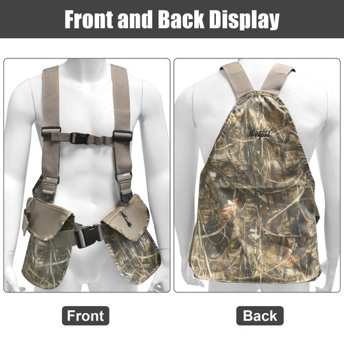HUNTPAL Upland Hunting Vest Tactical Backpack with Game Pouch, Accessory Pockets, Adjustable Chest Strap and Waist Belt (Waterfowl Camo)