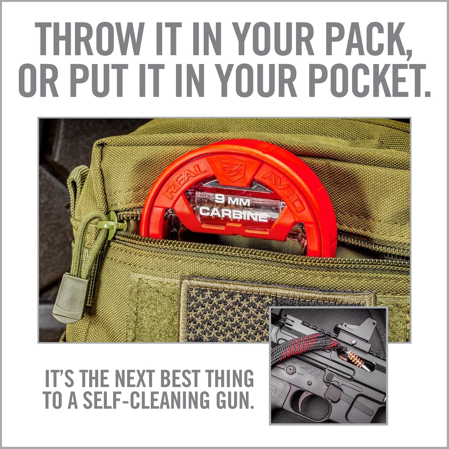 Real Avid Bore Boss Gun Cleaning System - Rapid Pull Through Barrel & Bore Cleaning Cable with Integrated Brush & Mop - Choose Style Below
