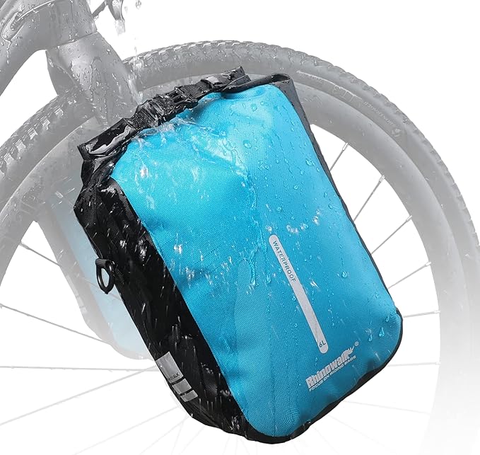 Rhinowalk Bike front fork Waterproof Bag Bike Pannier Bag Saddle Bag Fork Bag Rack Bicycle Bag Shoulder Bag for E-Scooter Mountain Bike Accessories [Blue 6L]