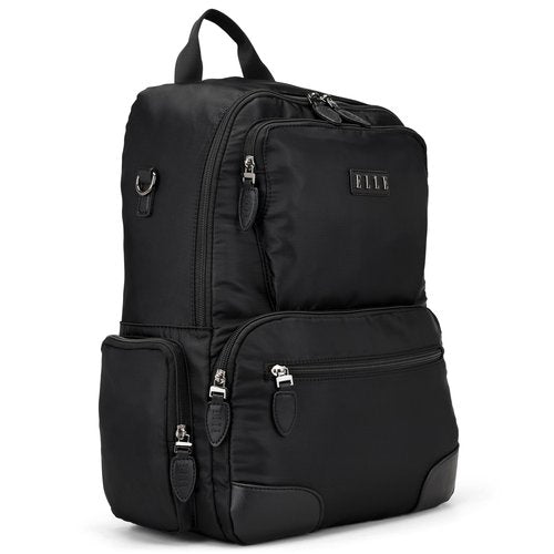 ELLE Voyage 20L Twill and Vegan Leather Backpack | Black