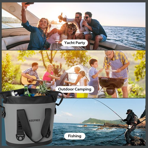 KEEFREE Tote Cooler 20 Can Insulated Soft Cooler Bag Waterproof Handbag Shoulder Bag for Lunch Drink Beverage Picnic BBQ Beach Hiking Fishing Camping Travel (Grey)