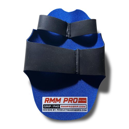 RMM PRO Grip Pad - Non-Slip Reversible Hand Protection for Weightlifting, MMA, And Extreme Sports - Gym Grip Pads - Ideal For Combatting Grip Fatigue (Men's Blue Grip Pads)