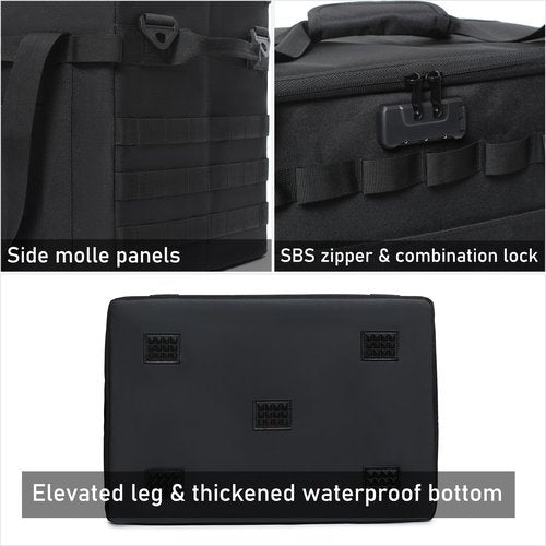 Lemubeane Tactical Camping Storage Bag - 38L Utility Tote Bag Organizer with Combination Lock and Shoulder Strap (Black, 38L)