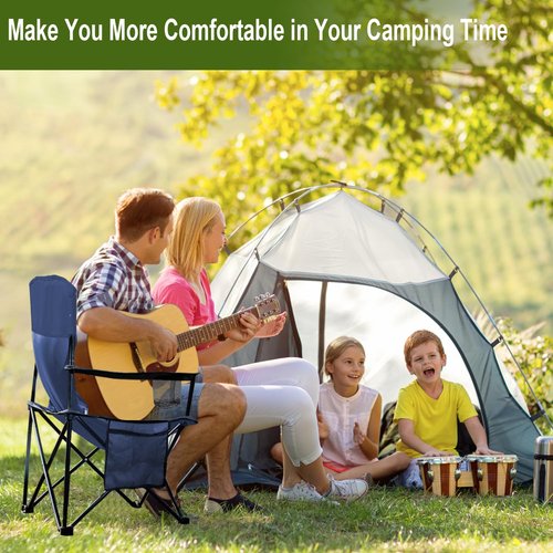 SAILARY Folding Camping Collapsible Chairs Heavy Duty Lawn Chair with Cooler Bag, Storage Pocket, Waterproof Bag Outdoor Arm Chair, Supports 225LBS, Cyan