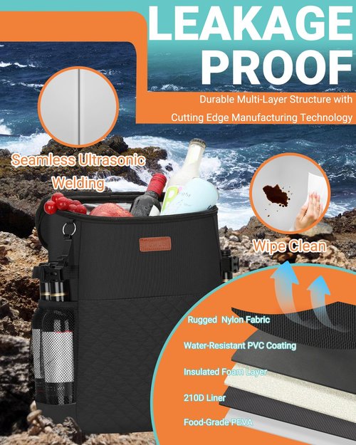 Soft Cooler Backpack 30 Cans/45 Cans, Backpack Coolers Insulated Leak Proof Thermal Lunch Backpack for Men Work Small Cooler Bag Beach Travel Picnic Drink Beverage Beer(30 Cans, Black)