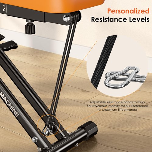SogesHome Squat Machines Rowing Machine, Foldable & Full Body Exercise Workout Equipment, Row and Ride Squat Machine 330 LBS Weight Capacity, Glute Trainer Machine (Orange)