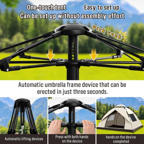 KOMCLUB Camping Tent 1/2/3 Person Tents for Family Camp Tent Waterproof Windproof Outdoor for Backpacking Hiking Easy Setup with Storage Bag,8 Ground ding,4 Windproof Rope