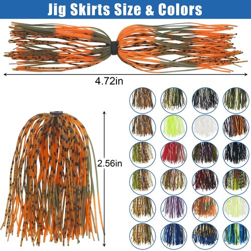 Spinner Bait Skirt Jig Skirts Replacement DIY Fishing Lure Making Supplies Soft Skirt for Spinnerbaits Bass Fishing Jigs Buzzbait Squid Jigs Fishing Lure Skirts 50 Strands 24 Bundles