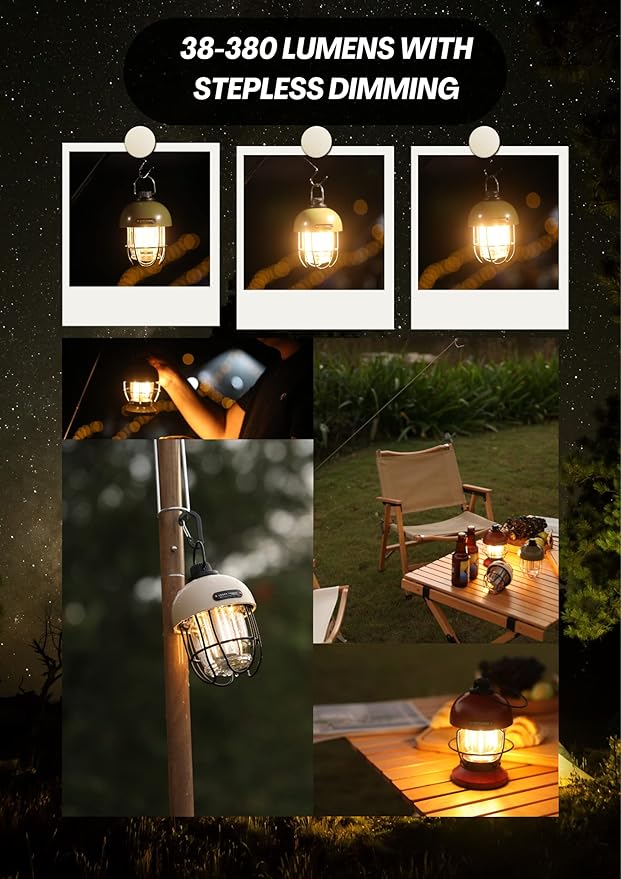 Crazy Power Camping Lantern Rechargeable LED Camping Light Premium Vintage Light 4500 mAh High Capacity Dimmable 3 Light Modes Waterproof for Camping Hiking Fishing Power Outages (CPG100 Green)