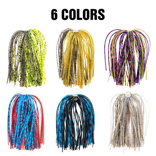 UNYLE Silicone Jig Skirts, 10 Bundles Bass Fishing Jigs Spinnerbait Skirts Replacement, Fishing Lure Skirt for Squid Jig Spoon Blade Buzzbaits Spinner Bait