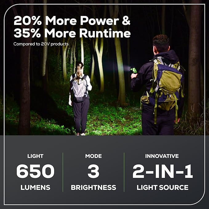 Greenworks 24V 2-in-1 Work Light, Dual Function, (2) Interchangeable Light Heads, 650 Lumen LED, Tool Only