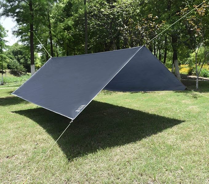 Gold Armour Rainfly Tarp Hammock, Premium 14.7ft/12ft/10ft/8ft Rain Fly Cover, Waterproof Ultralight Camping Shelter Canopy, Survival Equipment Gear Camping Tent Accessories (Gray 12ft x 10ft)