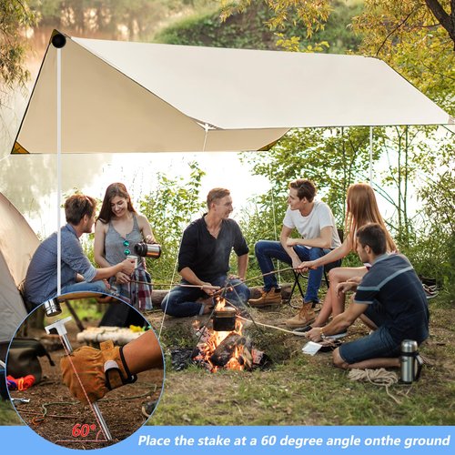 Lconvicely Beach Tent Poles Replacement - 6.56Ft Awning Poles with Ground Stakes for Tarp Canopy, Foldable Aluminum Alloy Tarp Poles for Camping, Parties, Fishing, and Hiking, 2-Pack