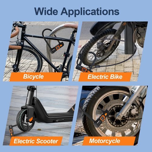 Febabilo Bike Locks Heavy Duty Anti Theft, Combo Bike U Lock, 4-Digit Resettable Combination E-Bike Large U Shaped Lock with 5Ft Steel Cable for Electric Bike, Bicycle, Escooter, Motorcycle,Door