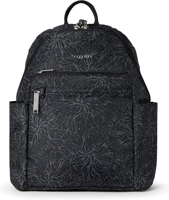 Securtex® Anti-theft Vacation Travel Backpack 10x13" Slash-Resistant Nylon Daypack w/RFID, Midnight Blossom