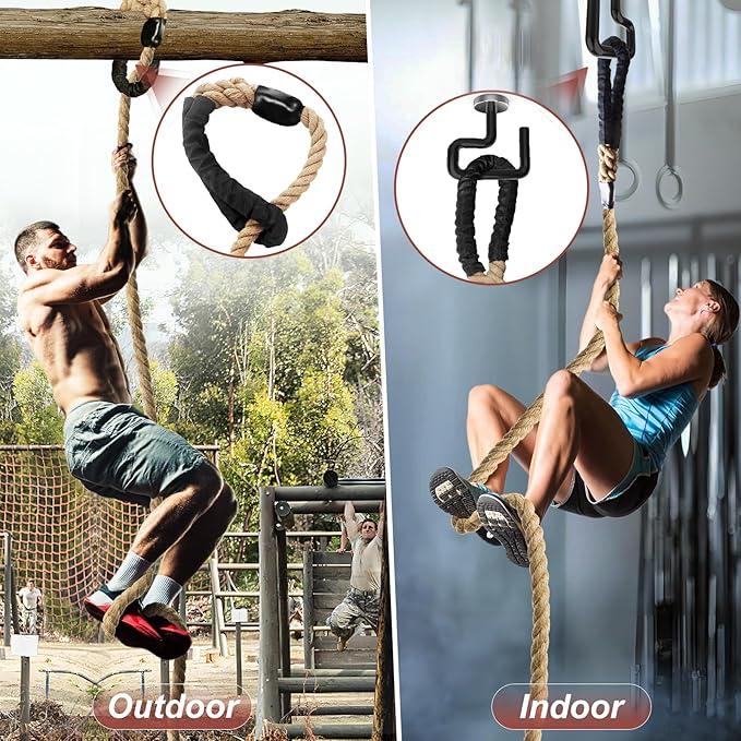 Climbing Rope 1.5 Inch Diameter 10FT 15FT 20FT 25FT 30FT 35FT Gym Climbing Rope for Fitness & Strength Training, Workout Exercises Climbing Rope for Adults Kids Outdoor or Home Indoor