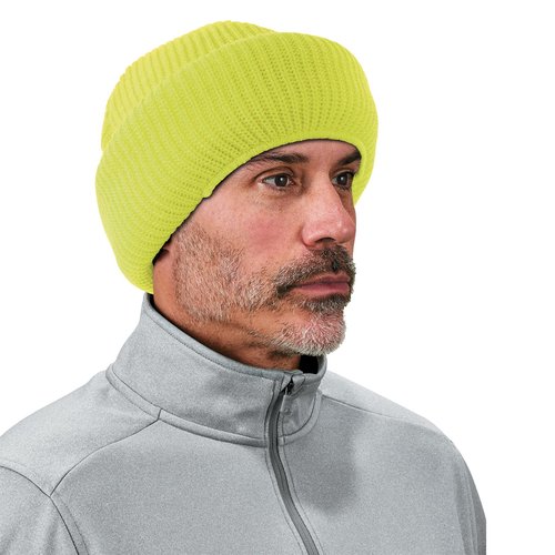 Ergodyne N-Ferno 6829 Balaclava Face Mask, 2-Layer Rib Knit Thermal Ski Masks, Hi Vis Lime