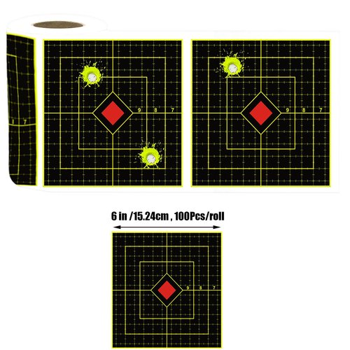Smttezion Splatter Target 6 Inch Reactive Paper Stickers, 100 Pcs, Self Adhesive Roll Hunting Accessories for Pistol Pellet Gun Rifle Shooting Practice Outdoor or Indoor Game