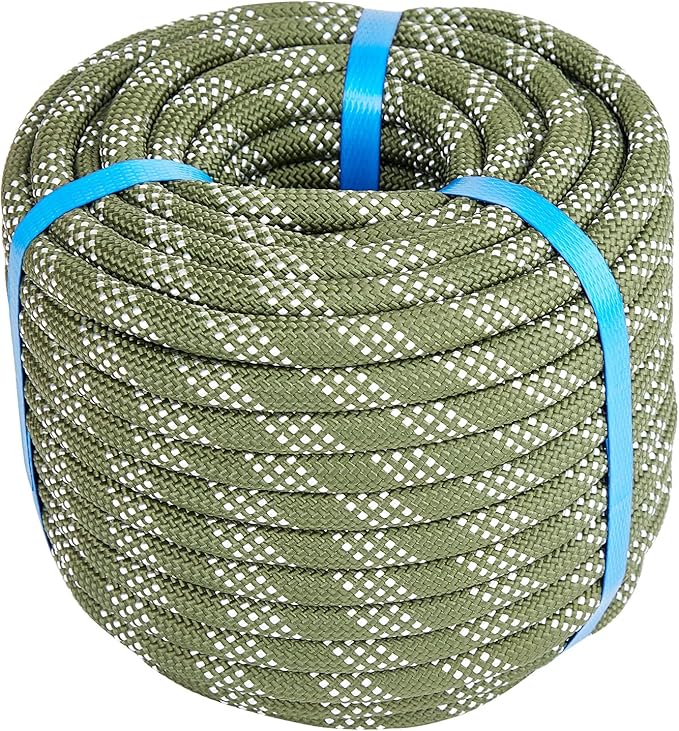 3/8 Inch 120ft Double Braided Polyester Arborist Rope, Heavy Duty Nylon Rope for Anchor, Tree Work, Cargo, Pulling, Sailing(ArmyGreen)