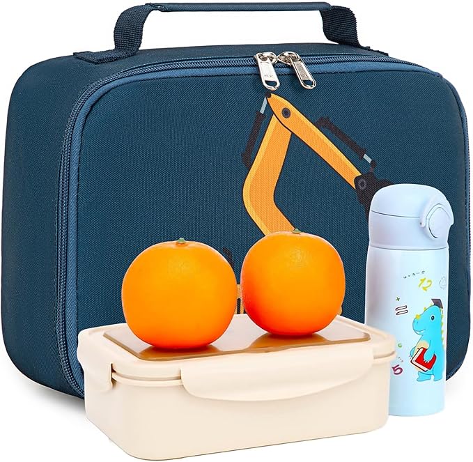 LOIDOU Lunch Box Kids Boys Insulated Lunch Bag Thermal Meal Tote Truck Reusable Lunch Pail Bags for School Travel